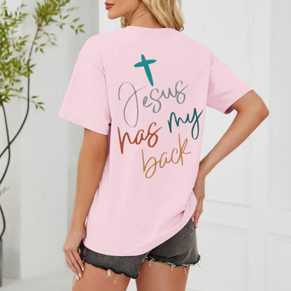 Tuislay Christian Shirts for Women Jesus Has My Back