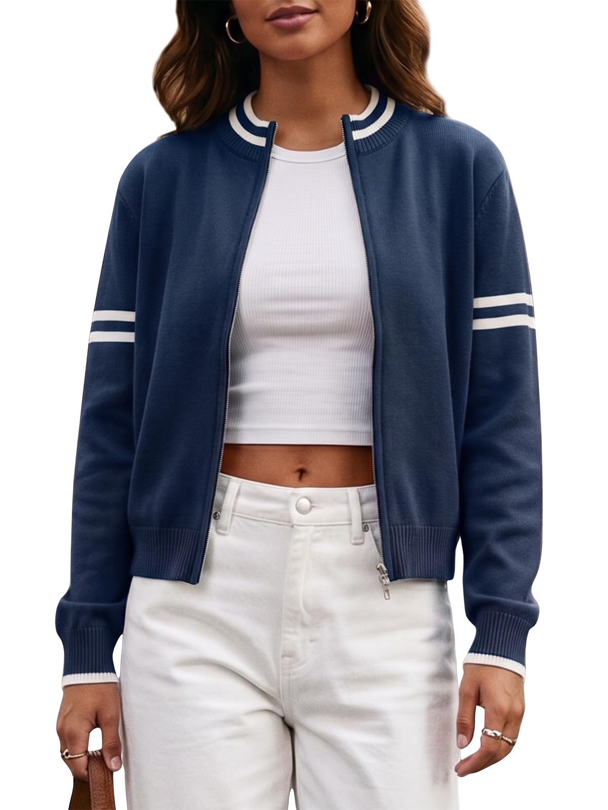 EXLURA Women Long Sleeve Zip Up