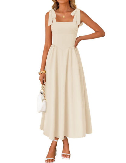 ZESICA Women's Summer Tie Shoulder Wedding Guest Maxi Dress