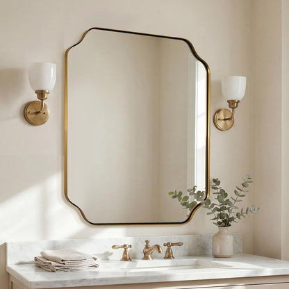 ANDY STAR Unique Rectangle Wall Mirror, 24"x32" Black Mirror, Modern Mirror with Aesthetic Scalloped Edge Design Ideal for Bathroom, Bedroom or Entryway, Thin Frame Deep 1’’