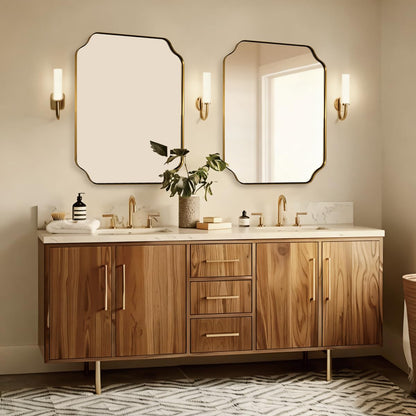 ANDY STAR Unique Rectangle Wall Mirror, 24"x32" Black Mirror, Modern Mirror with Aesthetic Scalloped Edge Design Ideal for Bathroom, Bedroom or Entryway, Thin Frame Deep 1’’