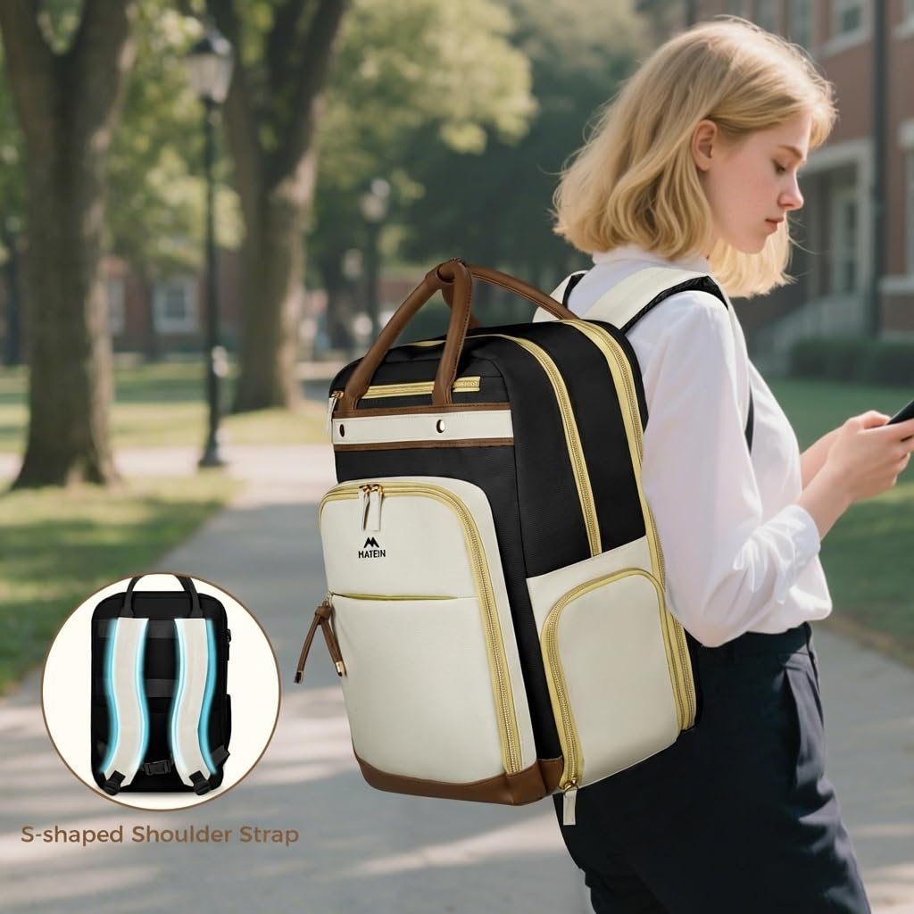 MATEIN Teacher Backpack with Lunch Compartment, 15.6 Inch Laptop Backpack | Detachable, with Organized Pocket, Commute Office College, Computer Backpacks for Men Women, Meal Prep Bag, Gift for Nurse