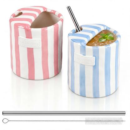 2 Pack Ceramic Mug with Sip Hole,
