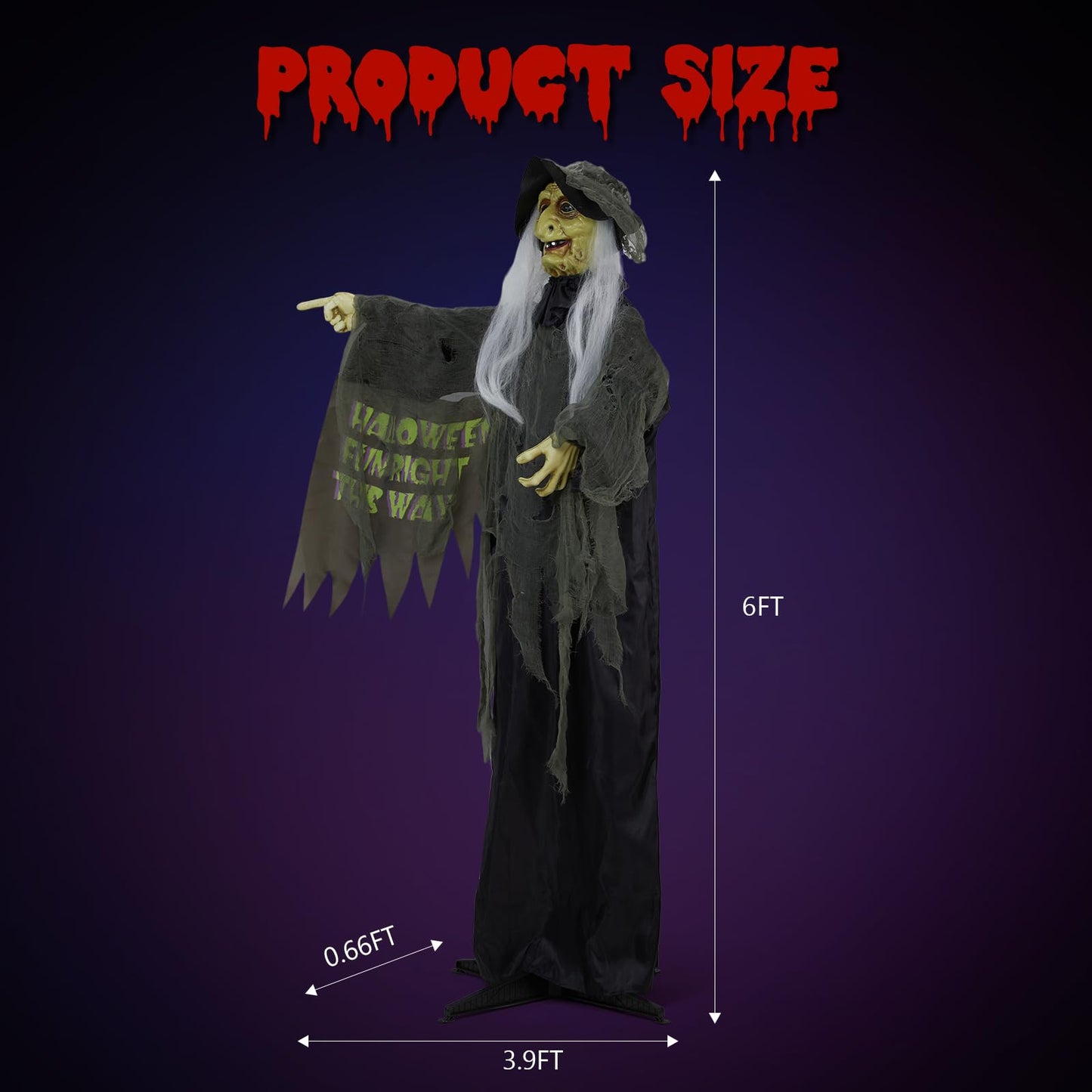 AW 9Ft Animatronics Flying Witch Hovering Broom Animated AC 100V-240V Halloween Outdoor Decoration Motion Activated 2026