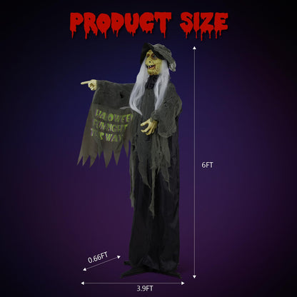 AW 9Ft Animatronics Flying Witch Hovering Broom Animated AC 100V-240V Halloween Outdoor Decoration Motion Activated 2026