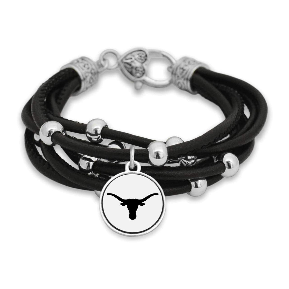 FTH Leather Cord Bracelet Silver Beads 7.5 Inch Officially Licensed