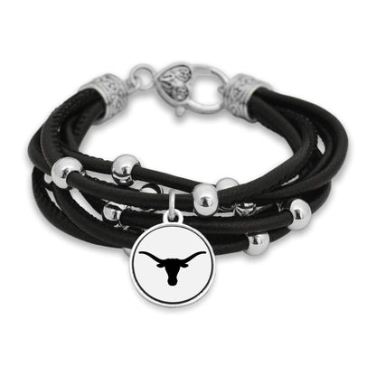 FTH Leather Cord Bracelet Silver Beads 7.5 Inch Officially Licensed