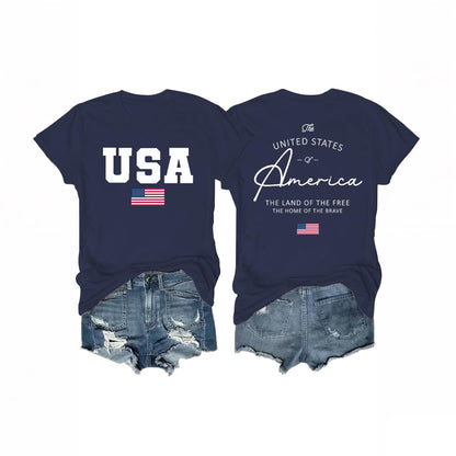 Women's 4th of July Outfits USA Shirt Memorial Day Red White and Blue Patriotic Shirts American Flag Graphic Tops