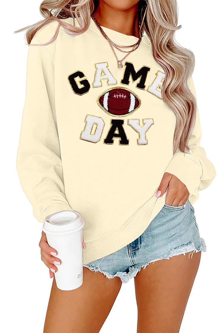 FLOYU Women Sunday Funday Sweatshirt Cute Football Graphic Pullover Game Day Weekend Tops Casual Football Season Shirt