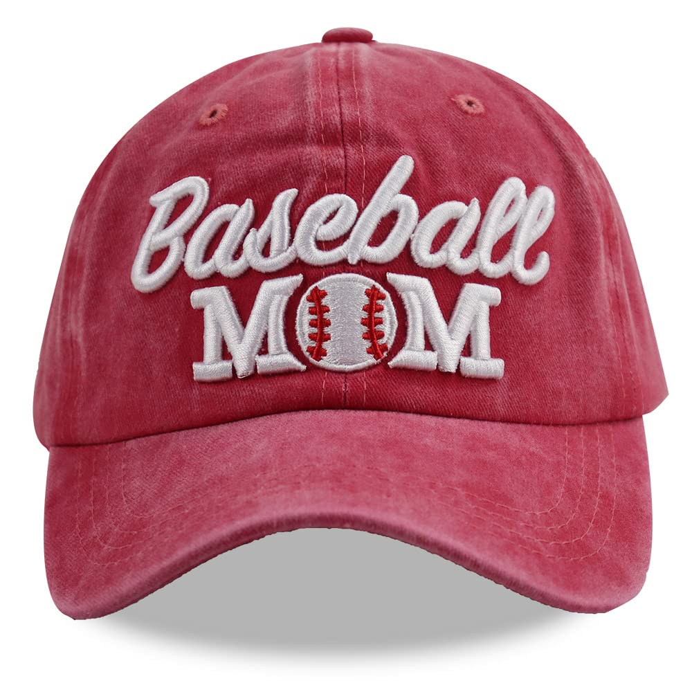 Distressed Baseball Mom Dad Hat for Women, Adjustable Washed Embroidered Baseball Cap for Mama