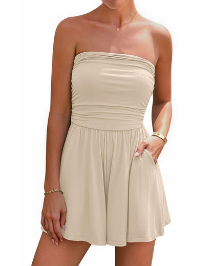 BTFBM Strapless Boho Womens Romper