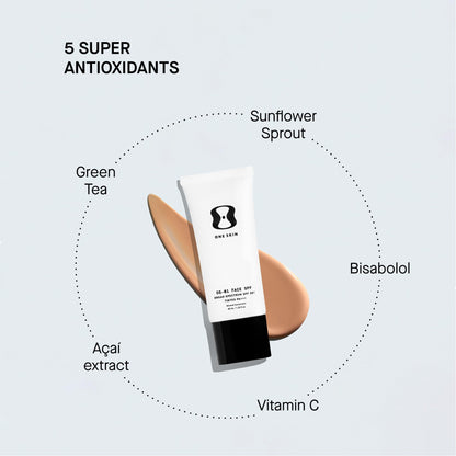 OneSkin FACE SPF OS-01 Peptide Broad Spectrum SPF 30+ Mineral Sunscreen- Scientifically Proven to Protect Skin from UV Aging, Includes Potent Antioxidants