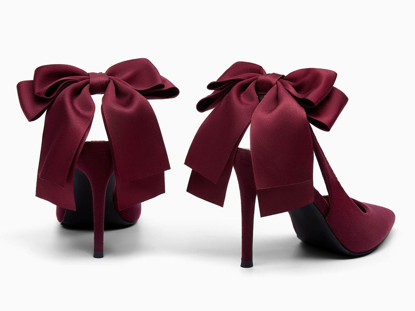 Coutgo Womens Slingback High Heels with Bow Closed Pointed Toe Wedding Bride Dress Shoes Satin Pumps