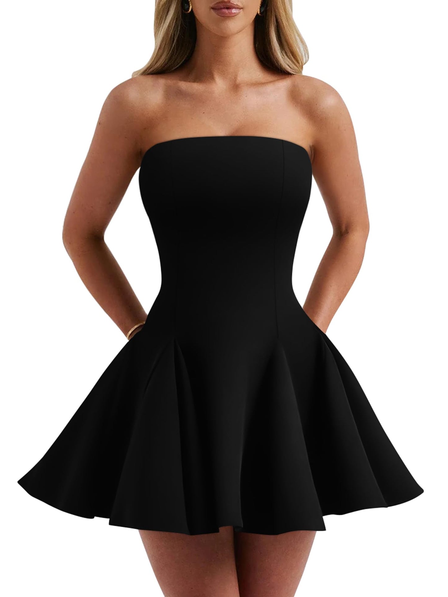 DAAWENXI Women's Strapless Mini Dress