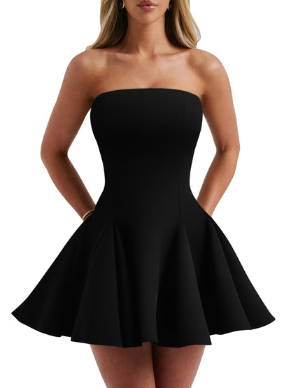 DAAWENXI Women's Strapless Mini Dress
