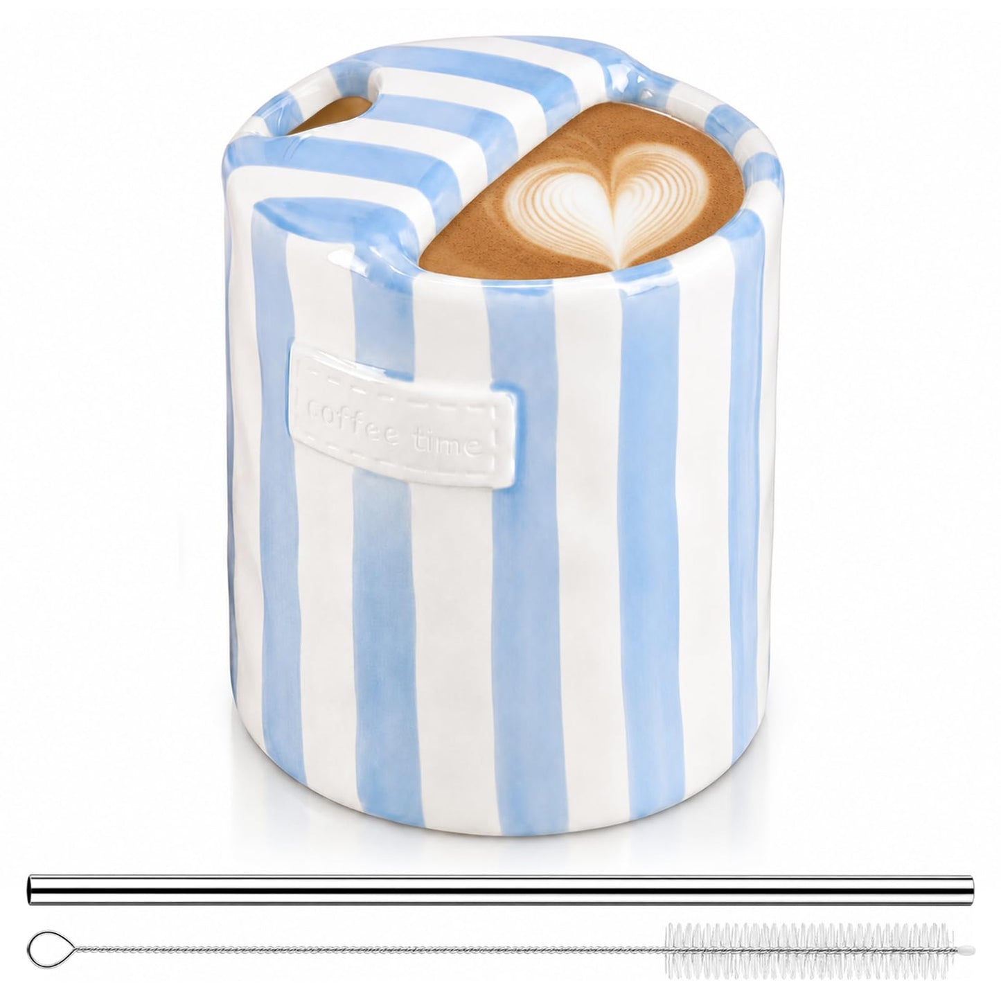 2 Pack Ceramic Mug with Sip Hole,