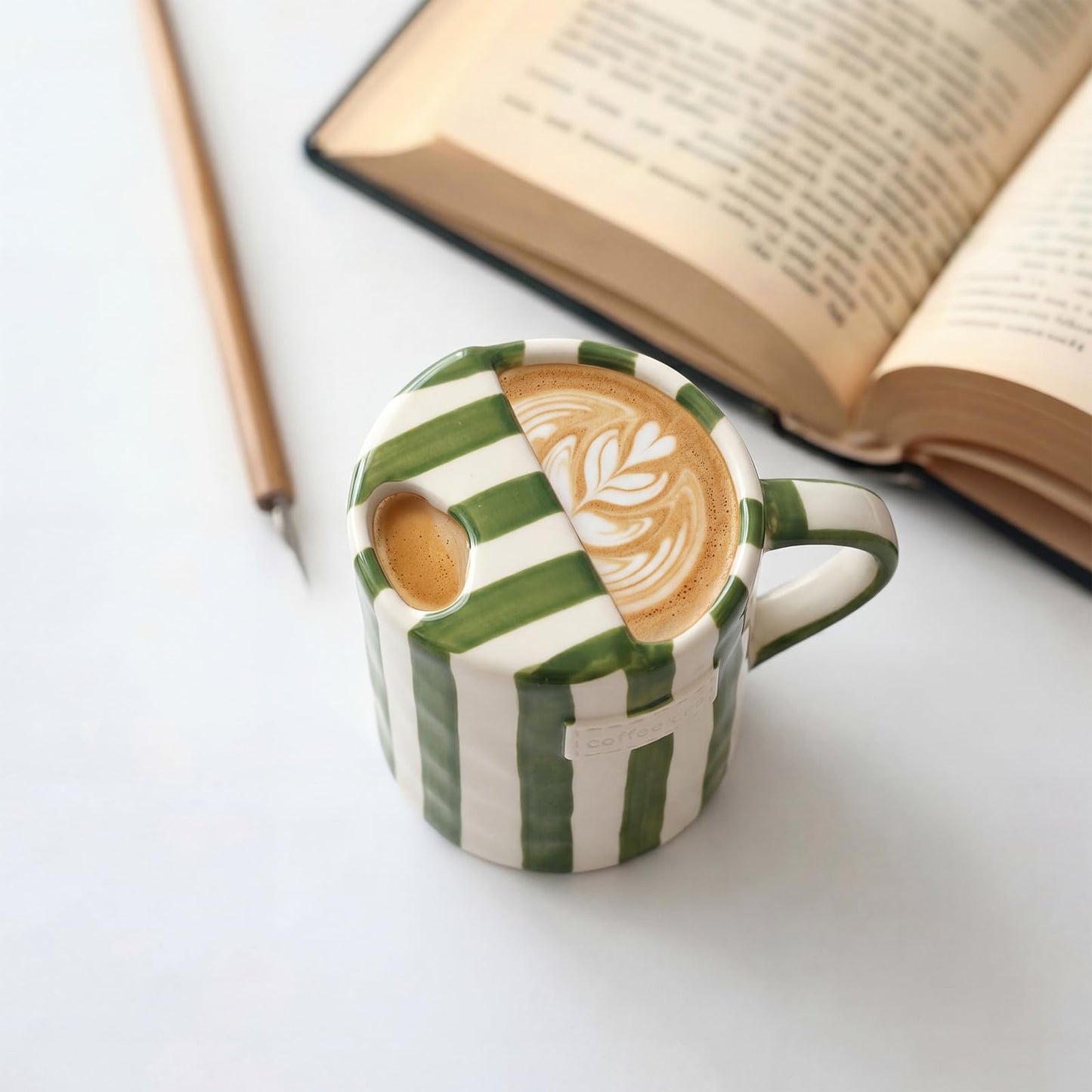 2 Pack Ceramic Mug with Sip Hole,