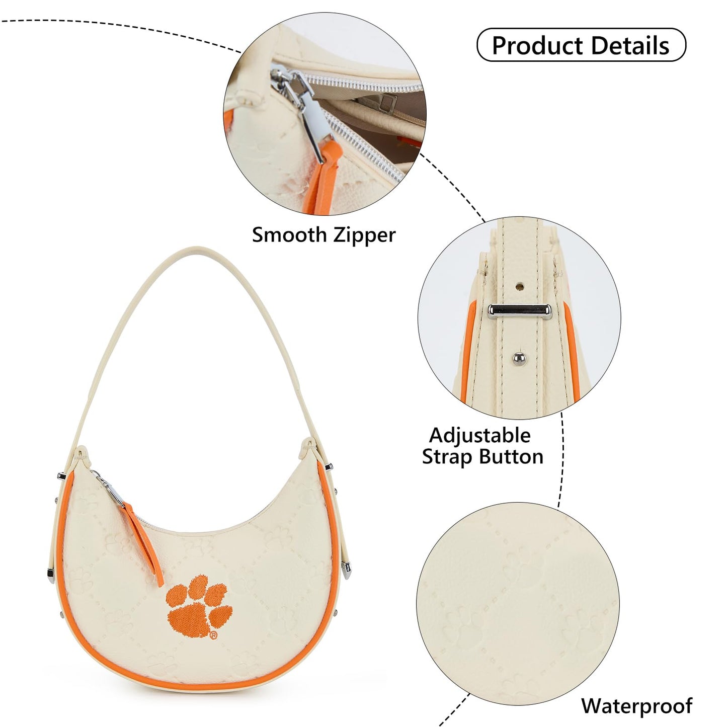 NCAA Crescent Shoulder Bag for Women, Half Moon Clutch Purses for Birthday/Graduation Gifts