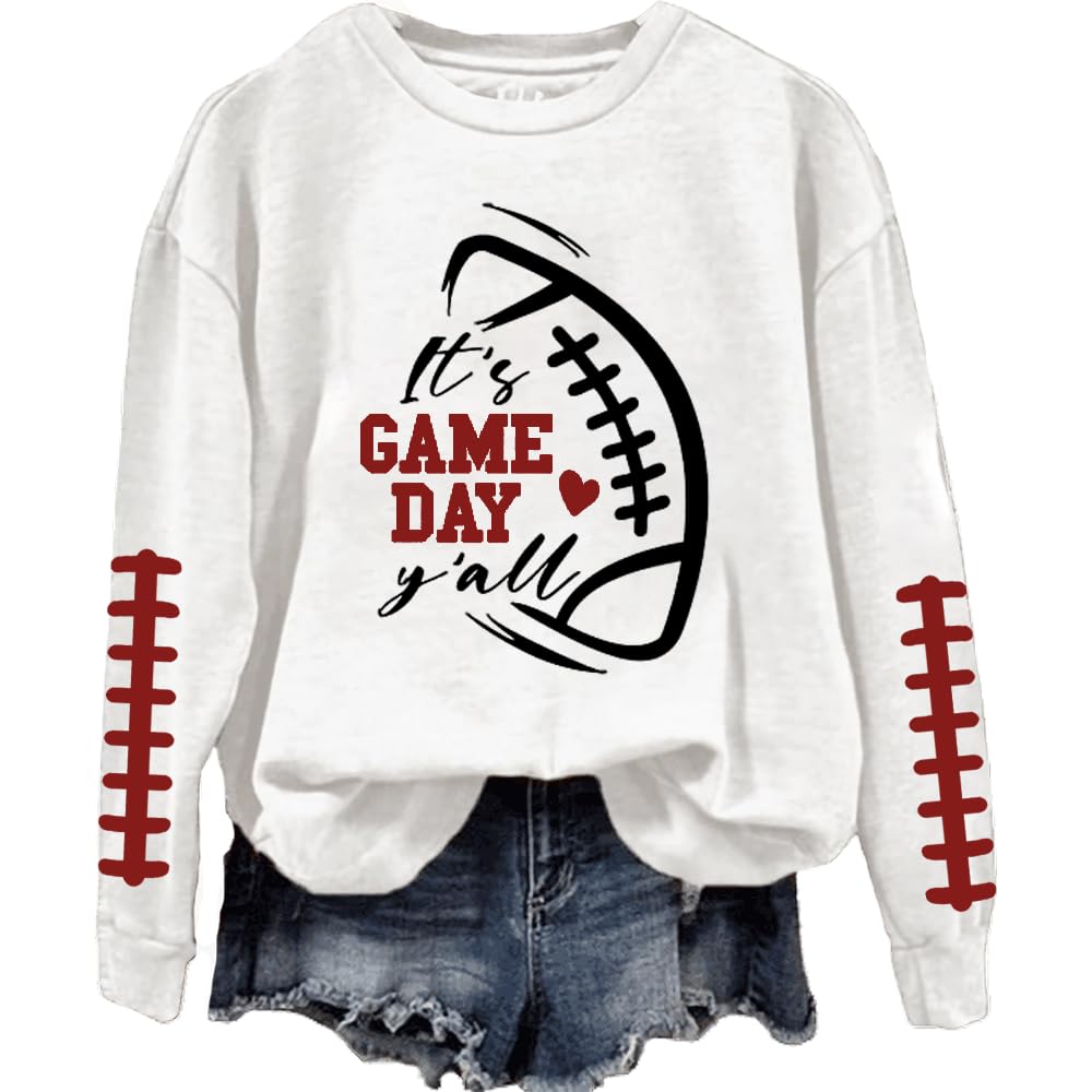 It's Game Day Y'all Sweatshirt Footbal Game Day Sweatshirt Women Funny Football Shirts For Women