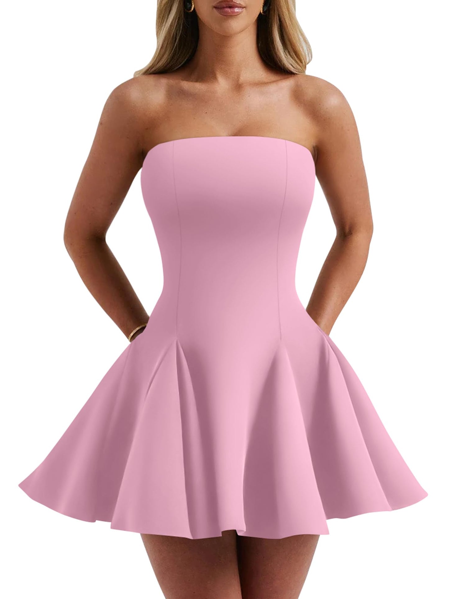 DAAWENXI Women's Strapless Mini Dress