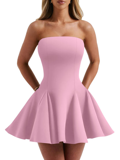 DAAWENXI Women's Strapless Mini Dress