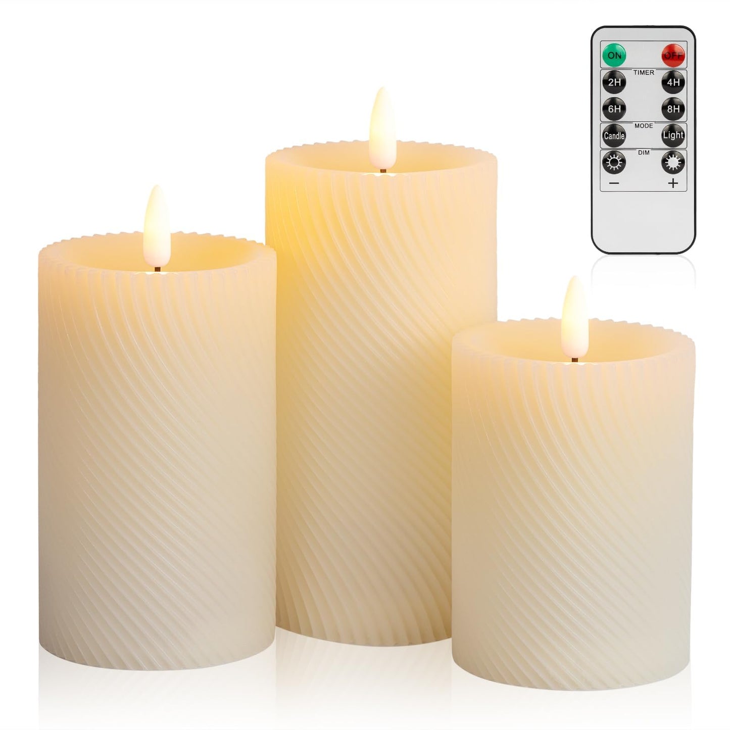 ANGELLOONG Gold Candles for Bathroom Decor, Glass Flameless Candles with Remote, Battery Operated LED Pillar Fake Candles with Timer for Christmas Home Fireplace Mantle Fall Decor