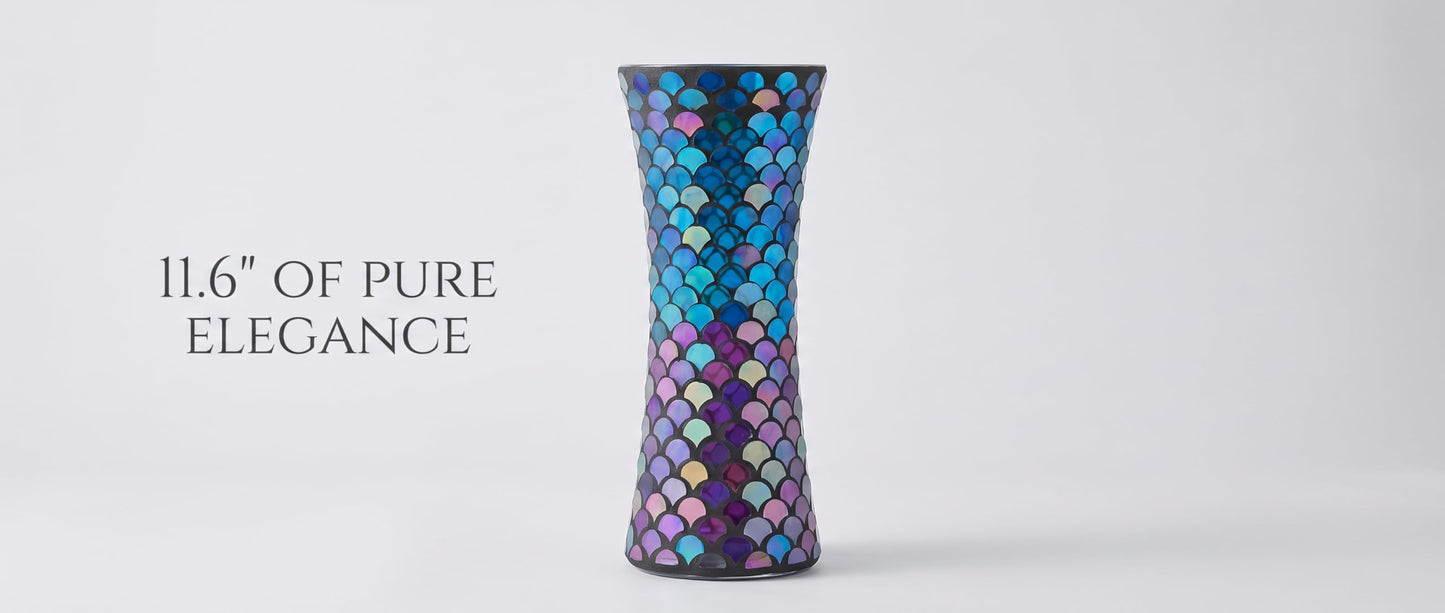 11.6" H Purple Red Mosaic Vase