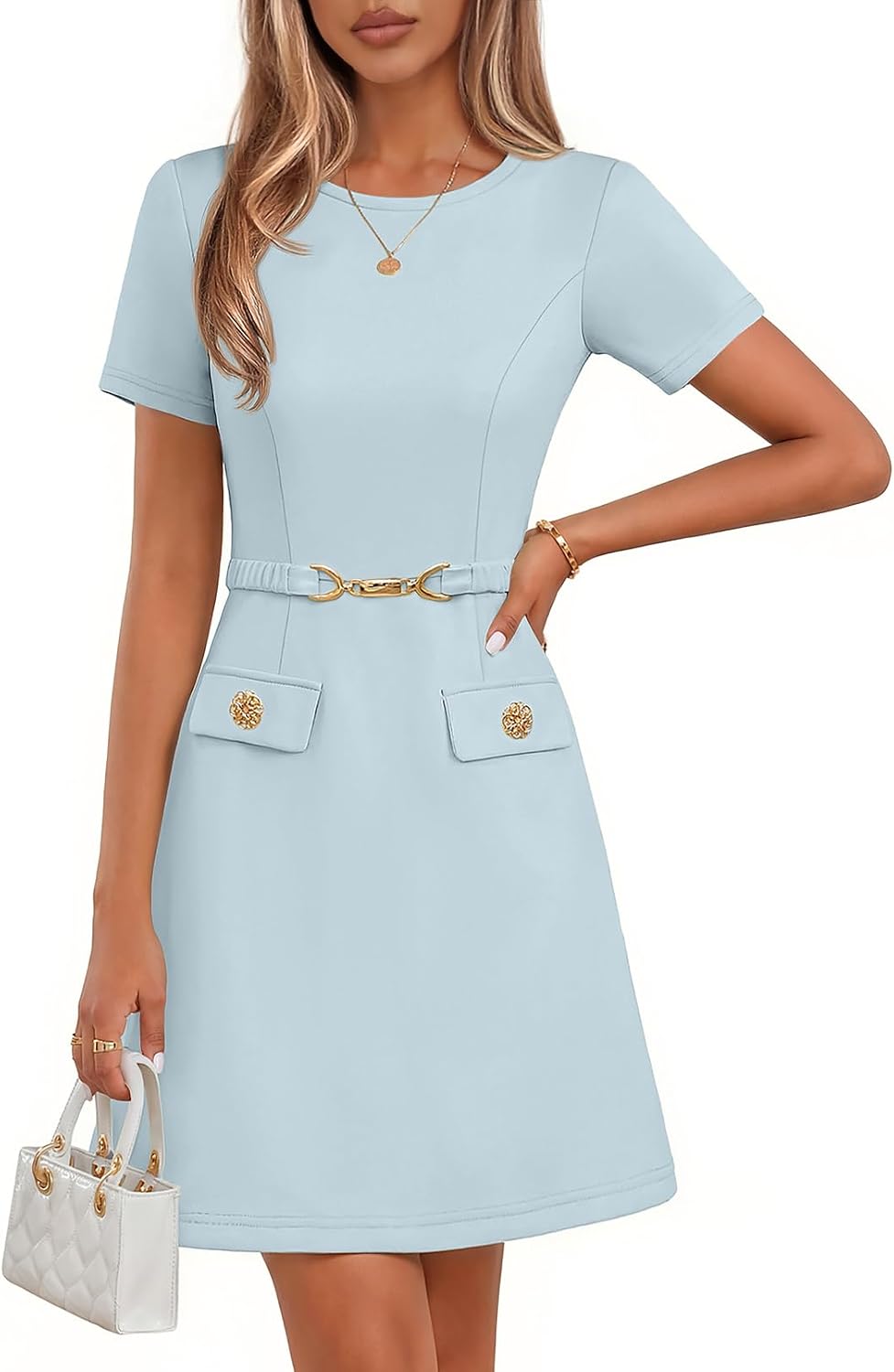 MEROKEETY Women's Summer Business Casual Work Office Mini Dress