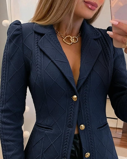 CHICME Women's Argyle Knit Blazer
