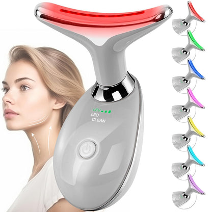 Facial Massager Face and Neck, Face 𝖲 culpting Wand Tool with 7 Color - Birthday, Christmas, Mothers Day, Valentines Day Gifts for Her Women Mom Best Friend Wife Teacher (White)
