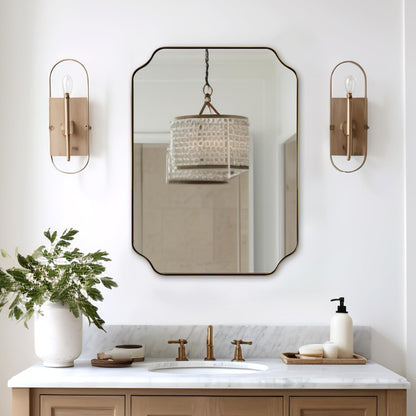 ANDY STAR Unique Rectangle Wall Mirror, 24"x32" Black Mirror, Modern Mirror with Aesthetic Scalloped Edge Design Ideal for Bathroom, Bedroom or Entryway, Thin Frame Deep 1’’