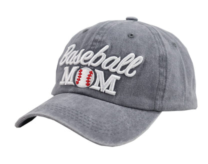 Distressed Baseball Mom Dad Hat for Women, Adjustable Washed Embroidered Baseball Cap for Mama