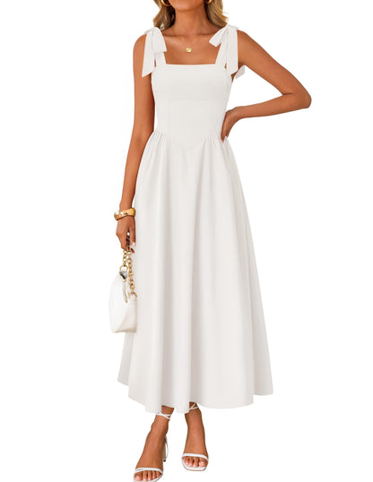 ZESICA Women's Summer Tie Shoulder Wedding Guest Maxi Dress