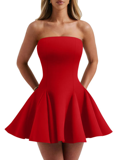 DAAWENXI Women's Strapless Mini Dress