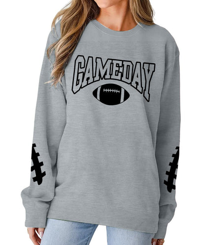 FAYALEQ Game Day Sweatshirts Women Football Sweatshirt Football Rugby Pullovers Casual Game Day Fan Pullover Top