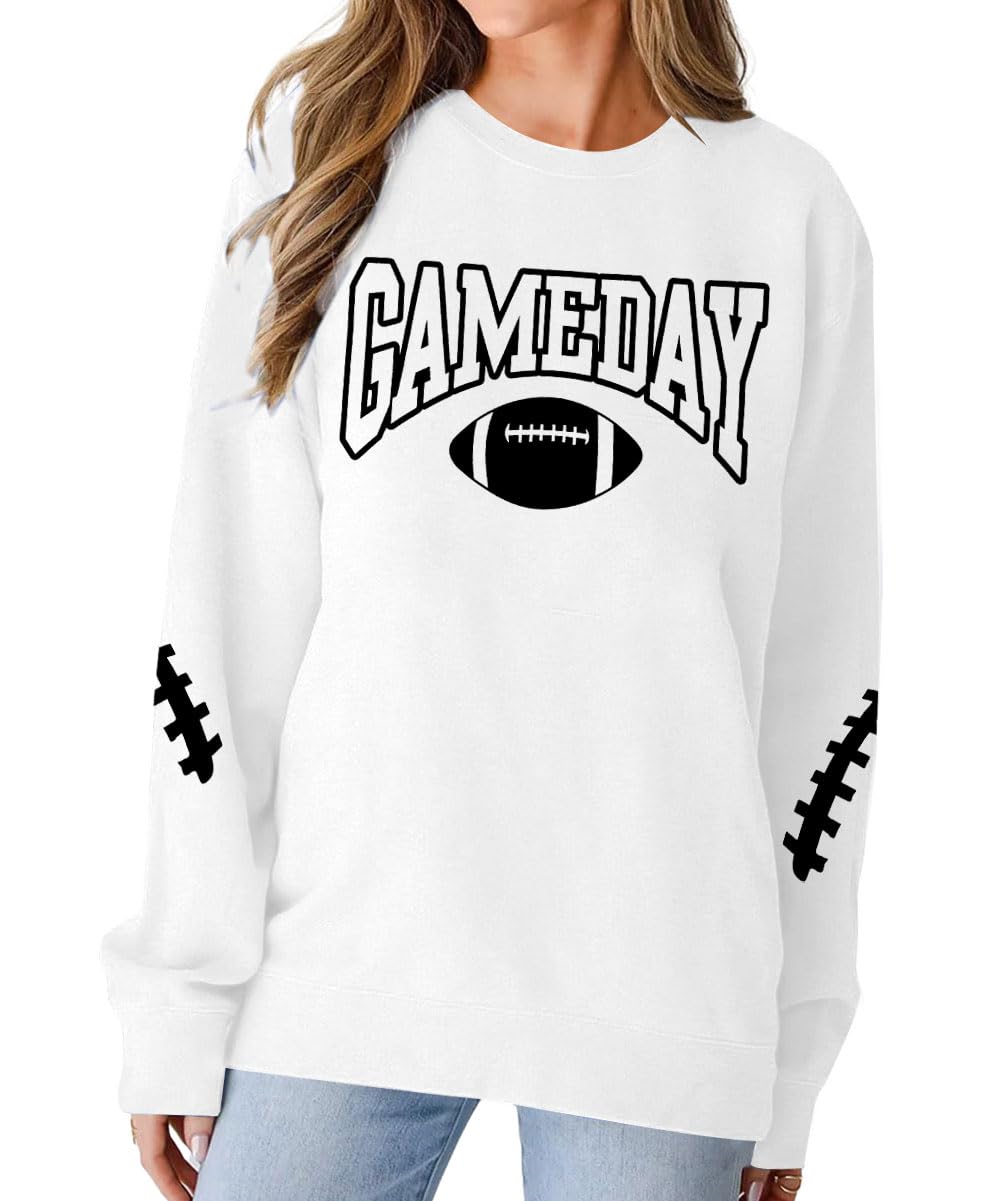 FAYALEQ Game Day Sweatshirts Women Football Sweatshirt Football Rugby Pullovers Casual Game Day Fan Pullover Top
