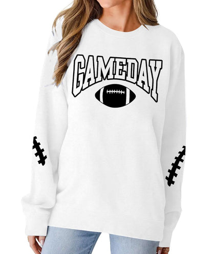 FAYALEQ Game Day Sweatshirts Women Football Sweatshirt Football Rugby Pullovers Casual Game Day Fan Pullover Top