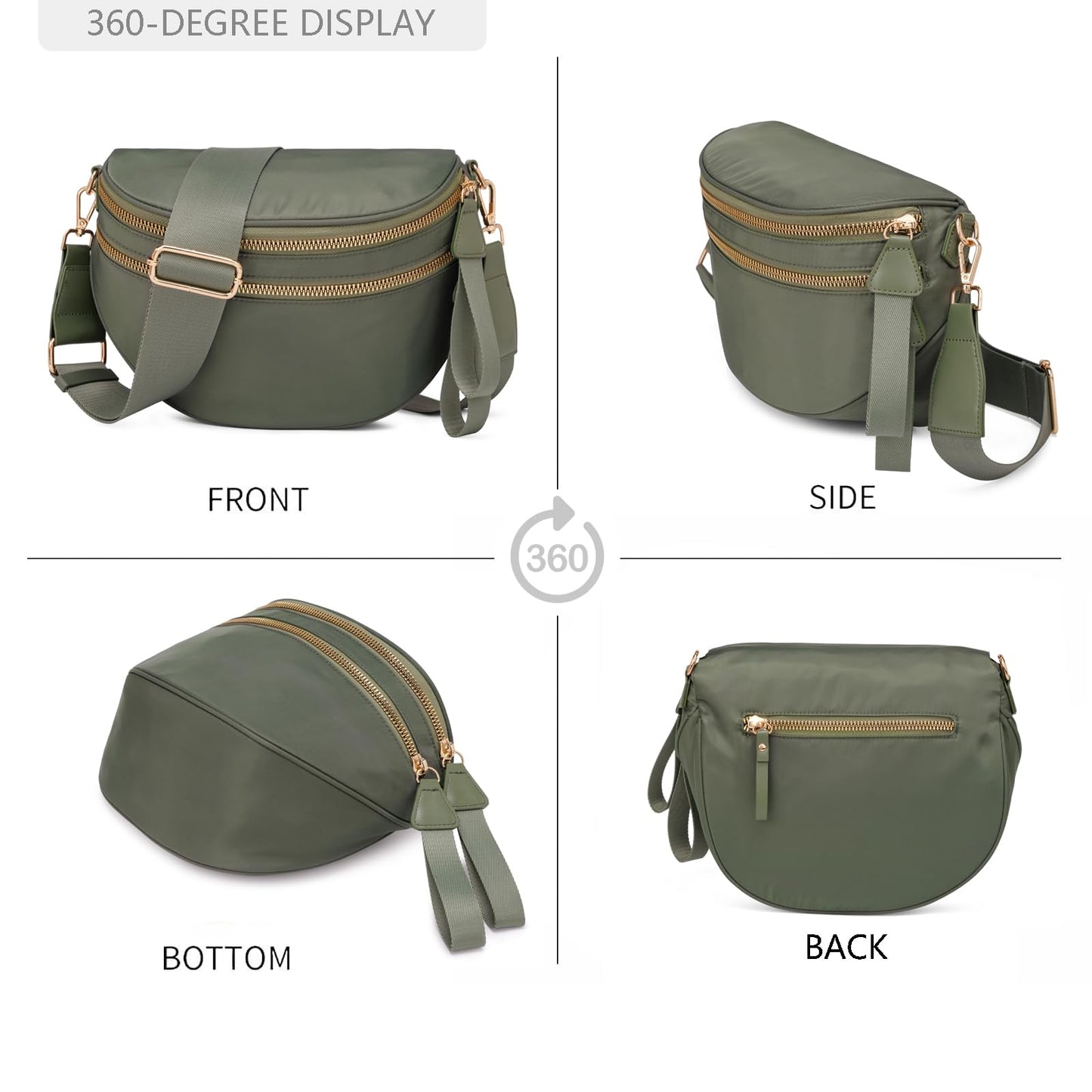 Pure Colour Crossbody Bum Bags for Women Spacious Checkered Cross body Bag Nylon Trendy Fanny Pack for Travel
