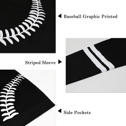 Womens Baseball Hoodie Casual Long Sleeve Baseball Mom Sweatshirt