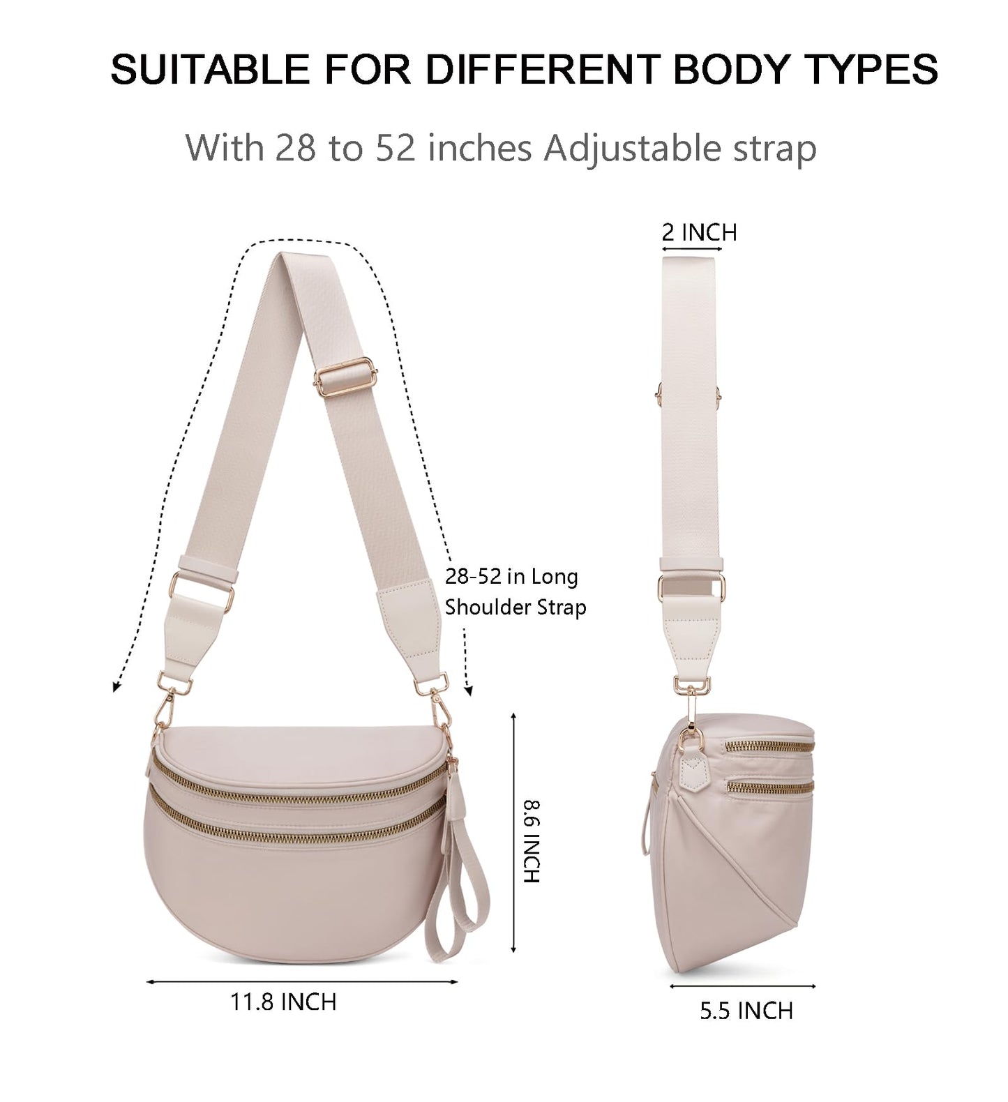 Pure Colour Crossbody Bum Bags for Women Spacious Checkered Cross body Bag Nylon Trendy Fanny Pack for Travel