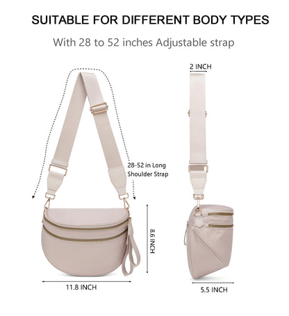 Pure Colour Crossbody Bum Bags for Women Spacious Checkered Cross body Bag Nylon Trendy Fanny Pack for Travel
