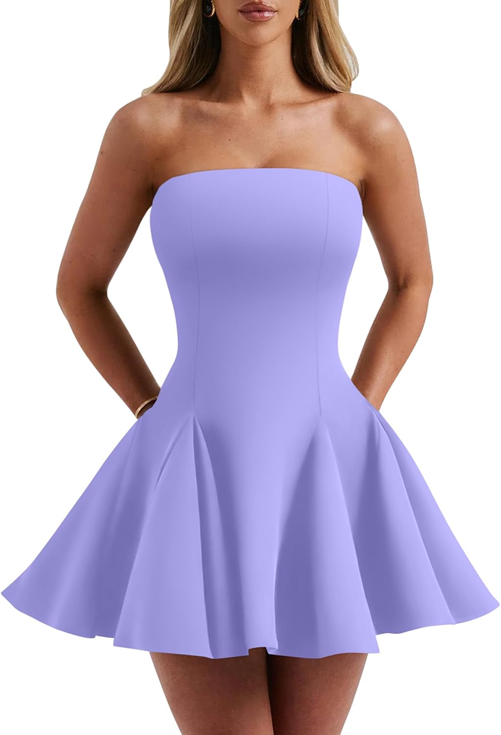 DAAWENXI Women's Strapless Mini Dress