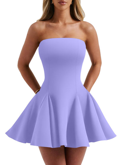 DAAWENXI Women's Strapless Mini Dress