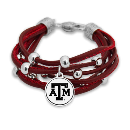 FTH Leather Cord Bracelet Silver Beads 7.5 Inch Officially Licensed