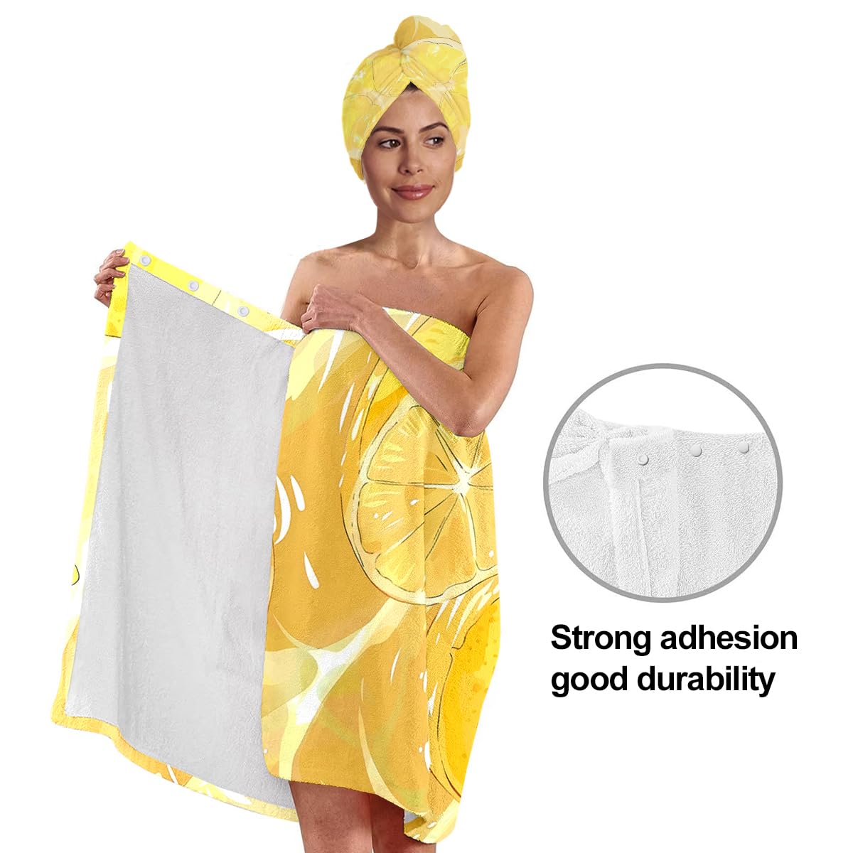 Strawberry Print Bath Wrap and Hair Drying Towel Set – Microfiber Quick Dry Shower Body Wrap for Women, Absorbent Spa Skirt with Elastic Band and Cute Bow Design (Strawberry 1)