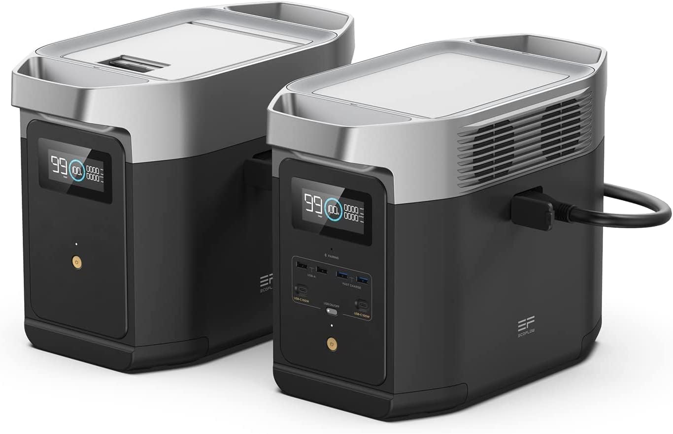 EF ECOFLOW Portable Power Station DELTA 3 Classic, 1024Wh LiFePO4 Battery, 1800W AC/100W USB-C Output, 1 Hr Fast Charge, Solar Generator for Home Backup, Camping & RVs (Solar Panel Optional)