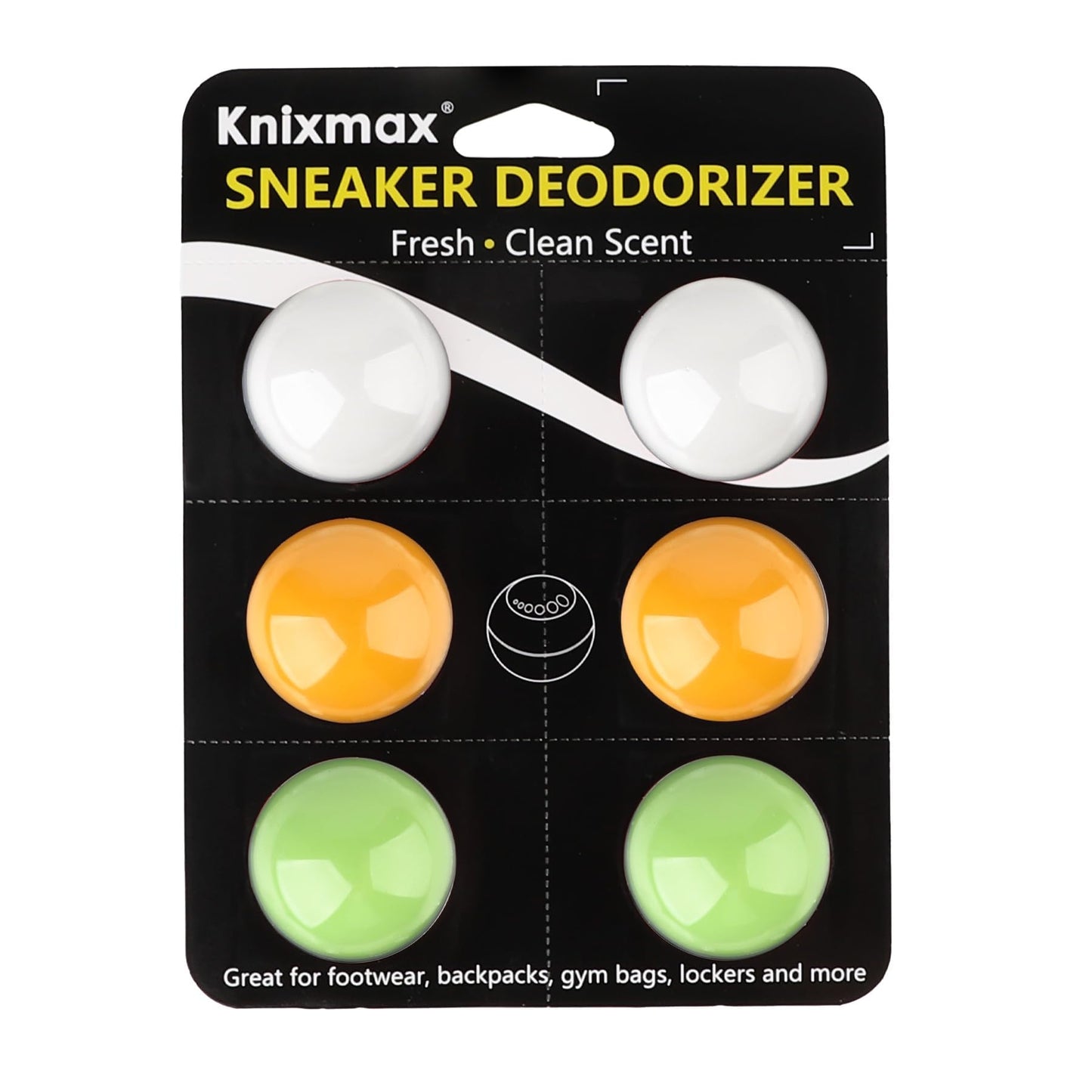 Knixmax Shoe Deodorizer Balls Odor Eliminator for Sneakers 6 Pack Baseball