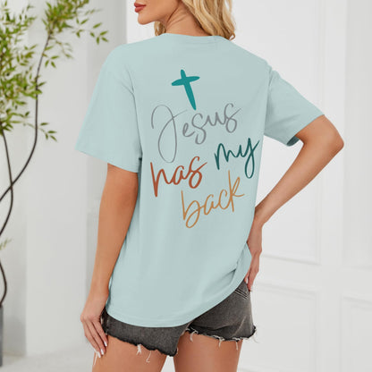 Tuislay Christian Shirts for Women Jesus Has My Back