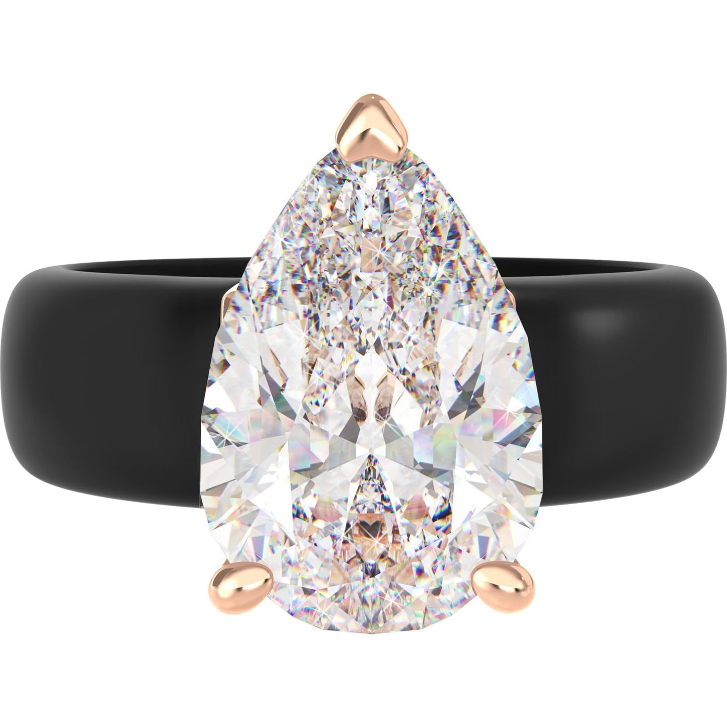 Rinfit Silicone Ring with Stone - Pear Cut Cubic Zirconia Solitaire Engagement Ring for Women - Rubber Wedding Bands - Patent Pending