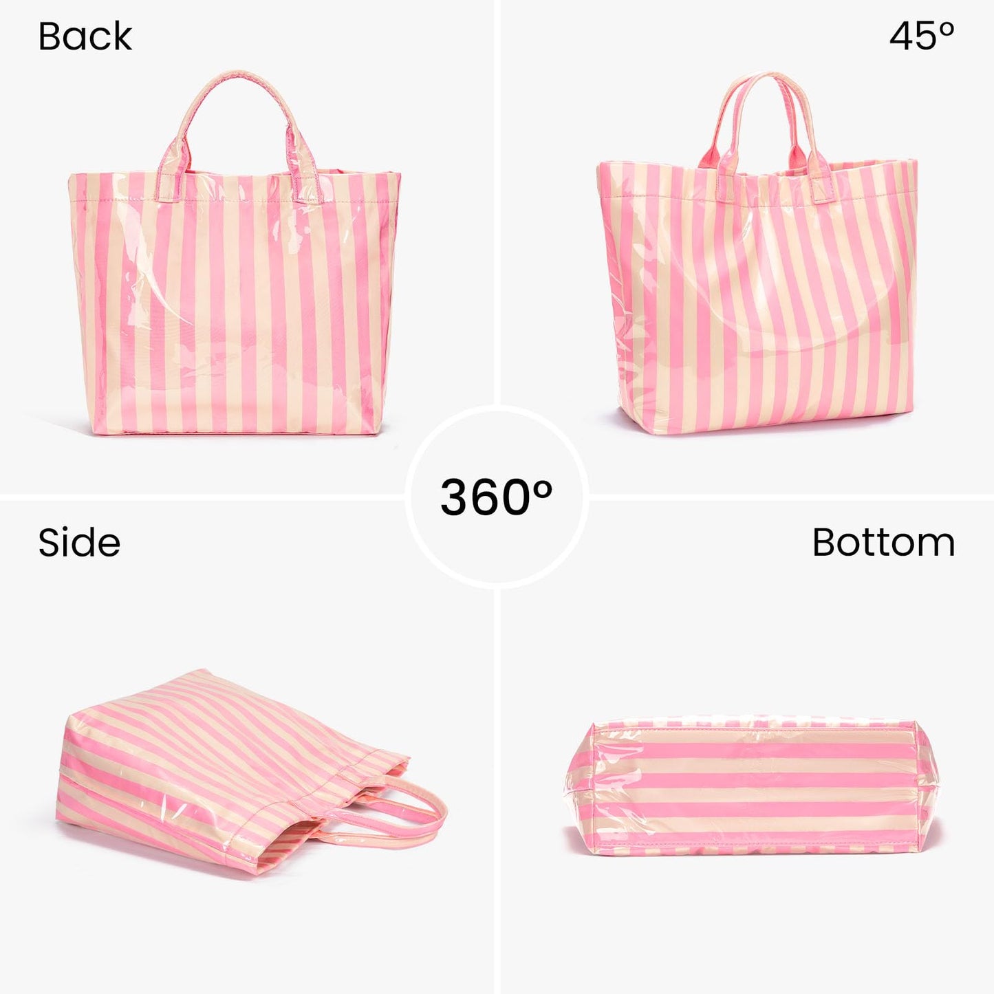 Striped PVC Tote Bag Large Glossy